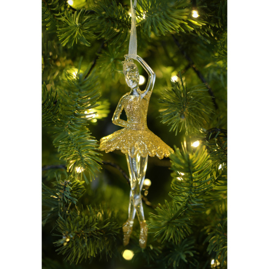 Украшение, Балерина, 17 см, акрил, цвет прозрачный, золото, ЛЬДИНКА, 253370