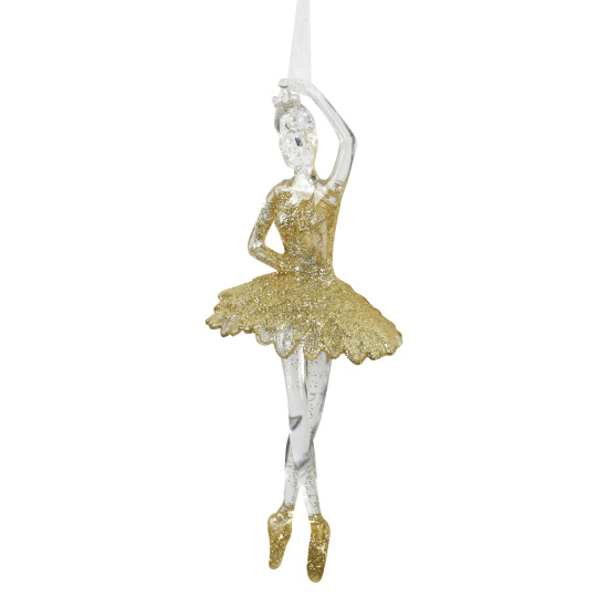 Украшение, Балерина, 17 см, акрил, цвет прозрачный, золото, ЛЬДИНКА, 253370