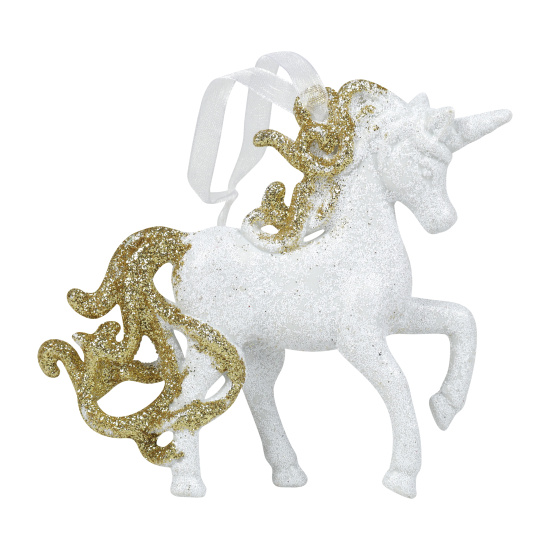 Украшение, Единорог, 10 см, пластик, цвет белый/золото, ЛЬДИНКА, 253366
