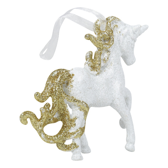 Украшение, Единорог, 10 см, пластик, цвет белый/золото, ЛЬДИНКА, 253366