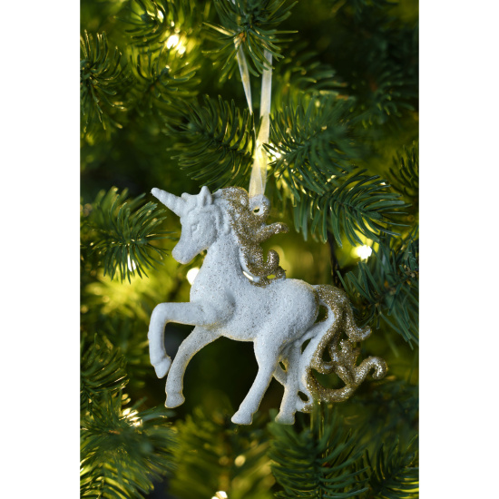 Украшение, Единорог, 10 см, пластик, цвет белый/золото, ЛЬДИНКА, 253366