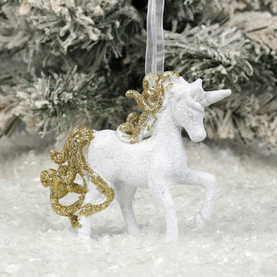 Украшение, Единорог, 10 см, пластик, цвет белый/золото, ЛЬДИНКА, 253366