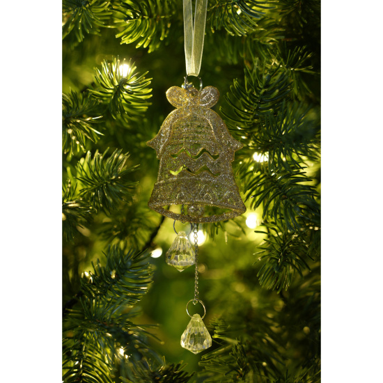 Украшение, Колокольчик, 15 см, металл, акрил, подвеска, цвет золото, ЛЬДИНКА, 253365