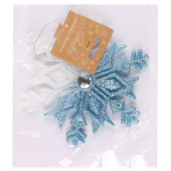 Украшение Снежинка 15 см, пластик, цвет белый/голубой ЛЬДИНКА 231402