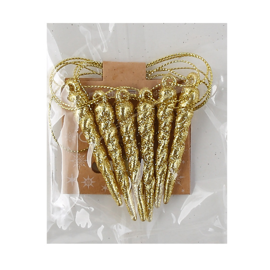 Набор украшений, Сосулька, 6 см, 6 шт, акрил, цвет золото, ЛЬДИНКА, 253363