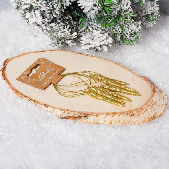 Набор украшений, Сосулька, 6 см, 6 шт, акрил, цвет золото, ЛЬДИНКА, 253363