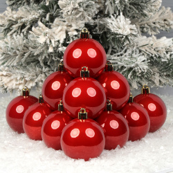 Набор украшений Шары Перламутр 6см 12шт пластик ЛЬДИНКА 253214 красный