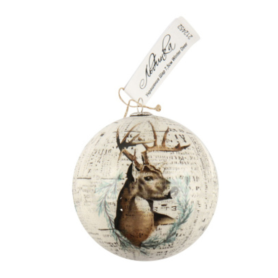 Набор украшений, Winter Deer, 7,5 см, 14 шт, папье - маше, рисунок, ассорти 6 видов, цвет белый, ЛЬДИНКА, 212452