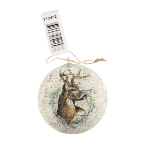 Набор украшений, Winter Deer, 7,5 см, 14 шт, папье - маше, рисунок, ассорти 6 видов, цвет белый, ЛЬДИНКА, 212452