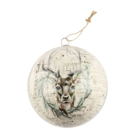 Набор украшений, Winter Deer, 7,5 см, 14 шт, папье - маше, рисунок, ассорти 6 видов, цвет белый, ЛЬДИНКА, 212452