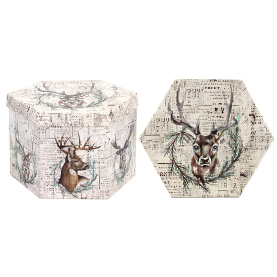 Набор украшений, Winter Deer, 7,5 см, 14 шт, папье - маше, рисунок, ассорти 6 видов, цвет белый, ЛЬДИНКА, 212452