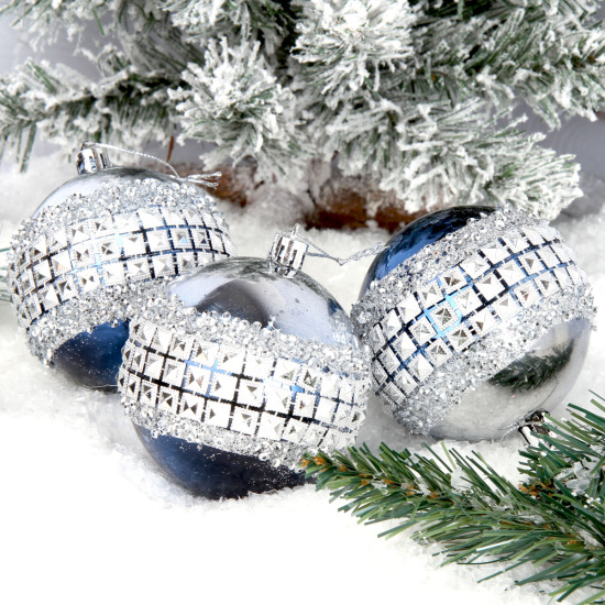 Набор украшений Шары Diamonds 8 см, 3 шт, пластик, цвет ассорти ЛЬДИНКА 212547