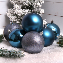 Набор украшений Шары 8см 6шт блест, мат, глянц пластик ЛЬДИНКА 200134 ночное небо