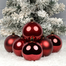 Набор украшений Шары 8см 6шт перл, мат, глянц пластик ЛЬДИНКА 253217 красное вино