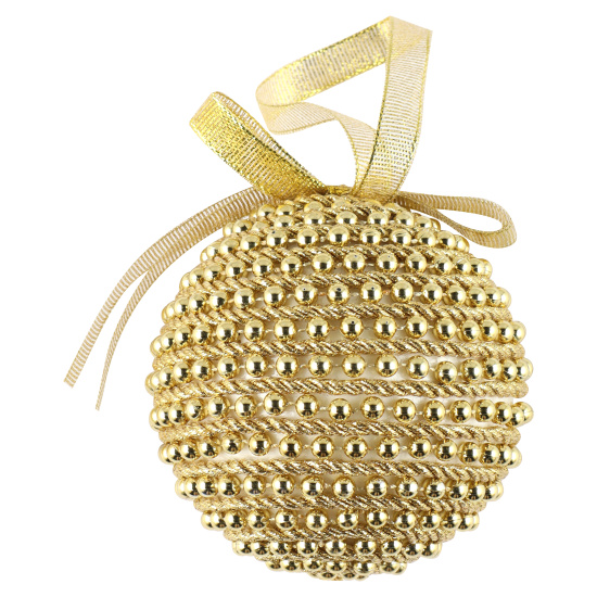 Украшение Шар, Beads, 10 см, пенопласт, пластик, цвет золото, ЛЬДИНКА, 253236