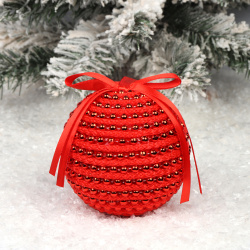 Украшение Шар Beads 10см пенопласт/пластик ЛЬДИНКА 253237 красный