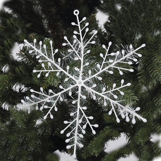Набор украшений снежинки, 20 см, 3 шт, ПВХ, цвет белый ЛЬДИНКА 170785-6