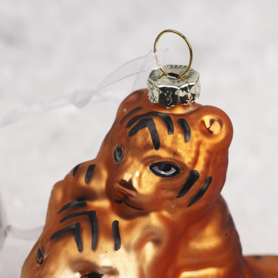 Украшение Тигры 8 см, стекло, цвет оранжевый ЛЬДИНКА 213072
