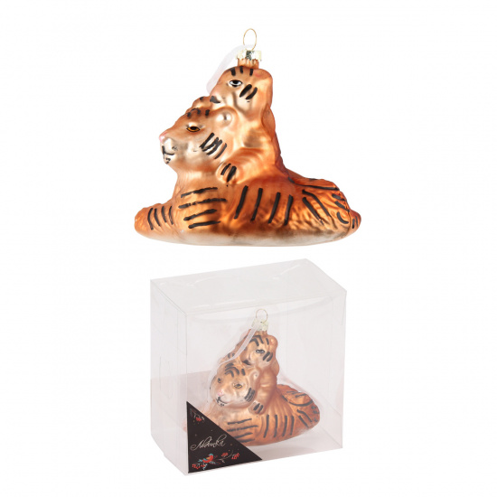 Украшение Тигры 8 см, стекло, цвет оранжевый ЛЬДИНКА 213072