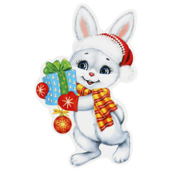 Плакат Год кролика фигурный, 12 см, самоклеящийся, блестки, выборочное Мир открыток 7-66-5193А
