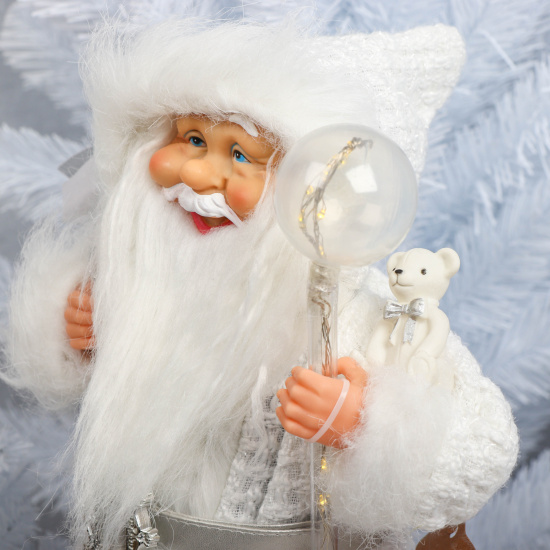 Украшение Кукла Дед Мороз 40 см, серебро ЛЬДИНКА 212392