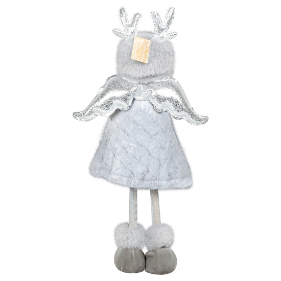 Украшение Кукла, Девочка-ангел, 40 см, текстиль, пластик, подсветка, серебряный, ЛЬДИНКА, 217528
