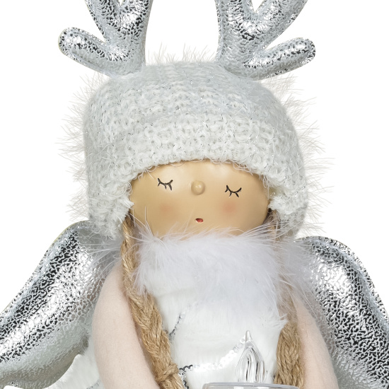 Украшение Кукла, Девочка-ангел, 40 см, текстиль, пластик, подсветка, белый, ЛЬДИНКА, 217529