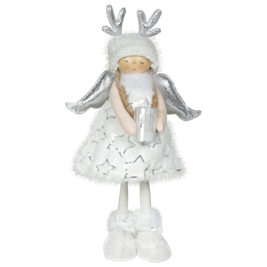 Украшение Кукла, Девочка-ангел, 40 см, текстиль, пластик, подсветка, белый, ЛЬДИНКА, 217529