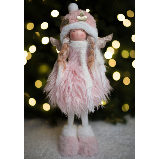 Украшение Кукла, Девочка-ангел, 41 см, текстиль, пластик, розовый, ЛЬДИНКА, 253199