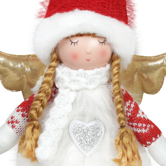 Украшение Кукла, Девочка-ангел, 43 см, текстиль, пластик, белый/красный, ЛЬДИНКА, 253198