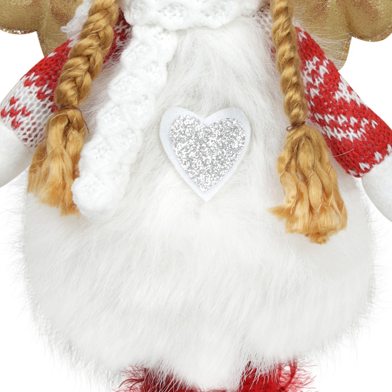 Украшение Кукла, Девочка-ангел, 43 см, текстиль, пластик, белый/красный, ЛЬДИНКА, 253198