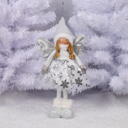 Украшение Кукла Девочка-ангел 44см светодиодное ЛЬДИНКА 217507 серебро/белый