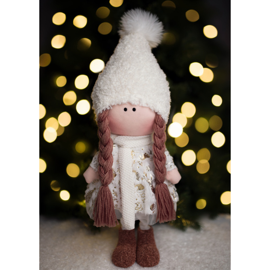 Украшение Кукла, Девочка в шапочке, 55 см, ткань, белый, ЛЬДИНКА, 253260