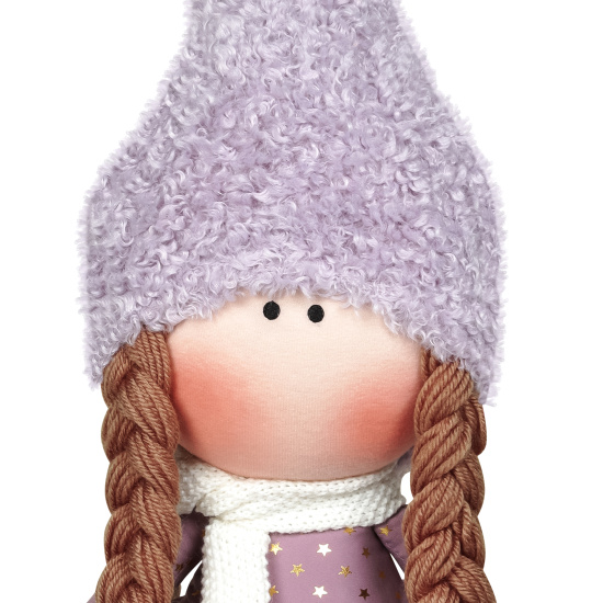 Украшение Кукла, Девочка в шапочке, 55 см, ткань, сиреневый, ЛЬДИНКА, 253261