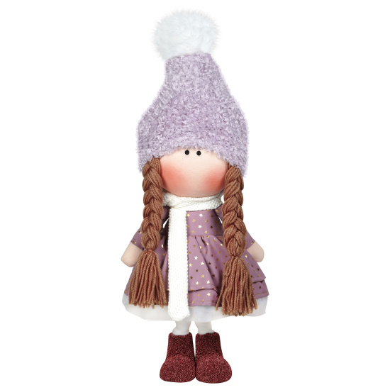 Украшение Кукла, Девочка в шапочке, 55 см, ткань, сиреневый, ЛЬДИНКА, 253261