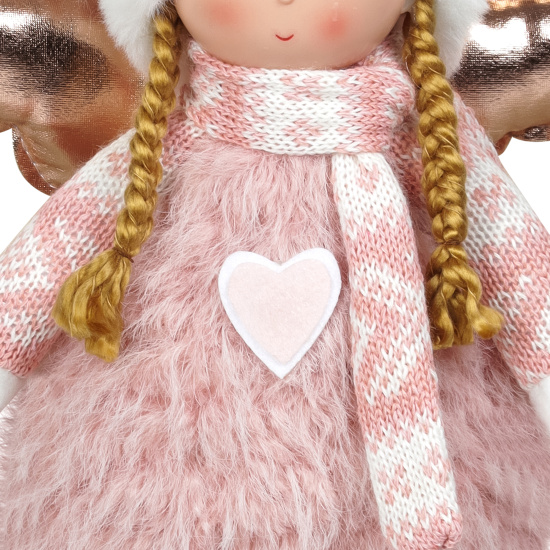 Украшение Кукла, Девочка-ангел, 57 см, текстиль, пластик, розовый, ЛЬДИНКА, 253197