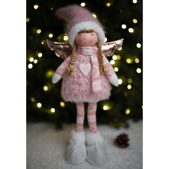 Украшение Кукла, Девочка-ангел, 57 см, текстиль, пластик, розовый, ЛЬДИНКА, 253197
