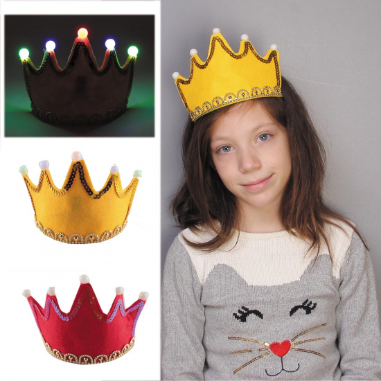 Корона карнавальная Принцесса с подсветкой  ткань КОКОС Y771_3  ассорти