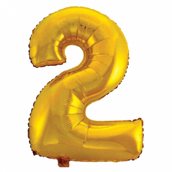 Шар воздушный фольга, 45 см, цвет золото, 1 шт Цифра 2 КОКОС 187850-2