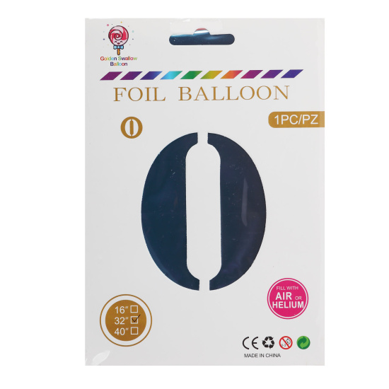 Шар воздушный, фольга, 80 см, цвет радужный, 1 шт, Цифра 0, КОКОС, 210065-0