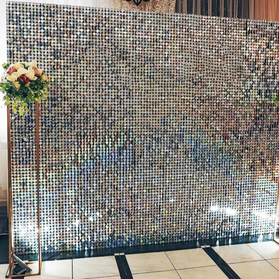 Украшение декоративное Занавес, Квадраты, серебро, 1*2 м, КОКОС, 242335