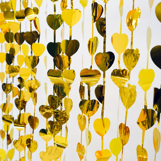 Украшение декоративное Занавес, Сердца, золото, 1*2 м, КОКОС, 242348