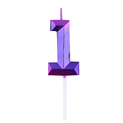 Свеча для торта, Цифра 1, 1 шт, 4,5 см, цвет градиент, Грани, КОКОС, 242088
