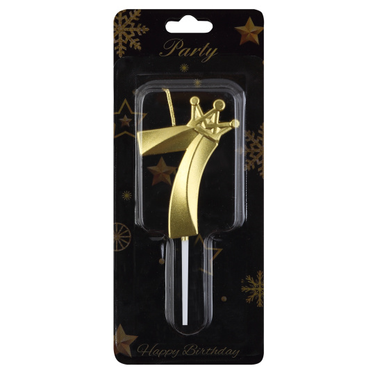 Свеча для торта, Цифра 7, 1 шт, 6 см, Золотая корона, КОКОС, 242032