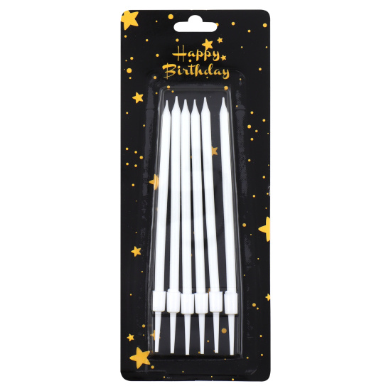 Набор Свечи для торта, 6 шт, подставка, 12,5 см, цвет белый, Блеск, КОКОС, 242107