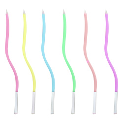 Набор Свечи для торта, 6 шт, 15 см, цвет ассорти, Серпантин, КОКОС, 242131