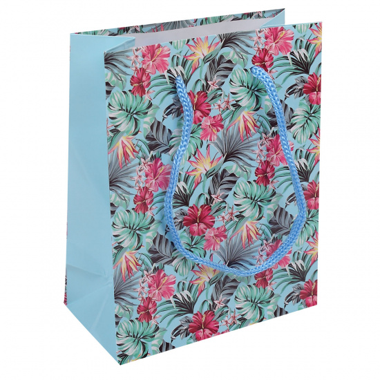 Пакет подарочный 11*14*6 Тропические яркие цветы глянцевая ламинация Миленд ПП-4715