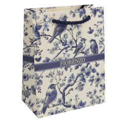 Пакет подарочный 11*14*6 Blue birds матовая ламинация выб лак 210г/м2 FIORENZO 253647