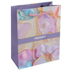 Пакет подарочный 11*14*6 Пастельный флюид матовая ламинация тиснение фольгой 210г/м2 FIORENZO 253659
