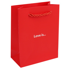 Пакет подарочный, Love is, 11*14*6 см, картон, ручка шнурок, КОКОС, 253686